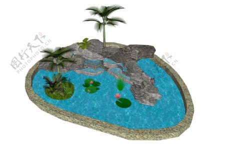庭院山水SU模型