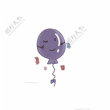 手绘风紫色表情气球