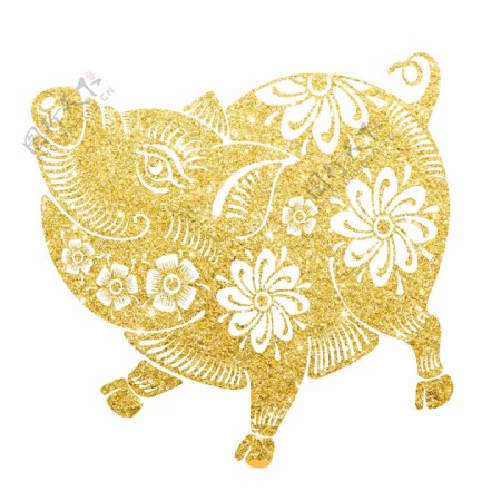 手绘可爱金猪装饰素材