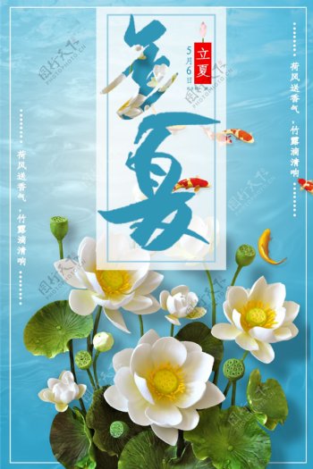 莲花立夏传统节气海报