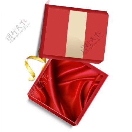 金色丝带和红色礼物盒素材