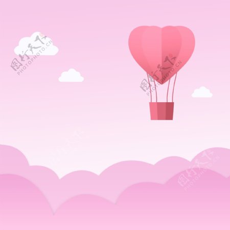 爱心气球粉色背景