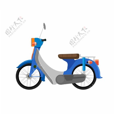 摩托车蓝色矢量元素卡通