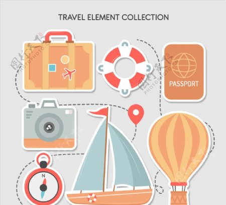 7款创意旅行元素贴纸