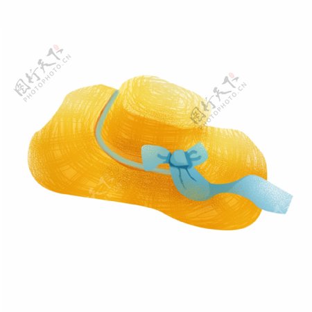 黄色夏日遮阳帽装饰