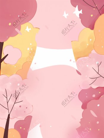 粉色树林青年节背景设计