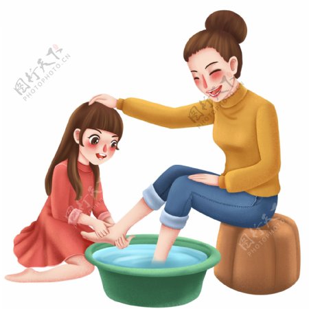 温馨母亲节女儿给妈妈洗脚