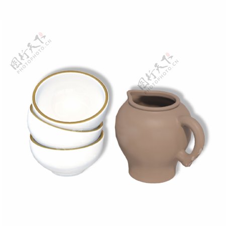 陶瓷饭碗和瓦罐子