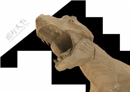 3D立体精细木纹凶猛恐龙木雕
