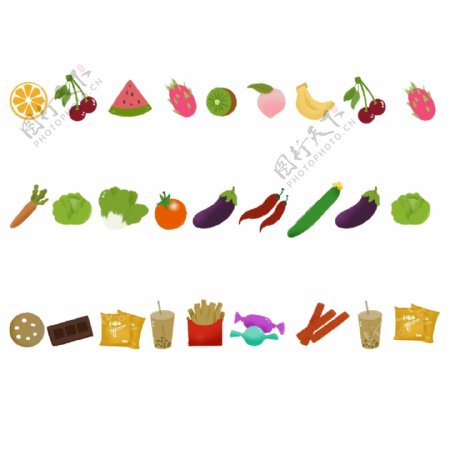 水果蔬菜零食图案胶带