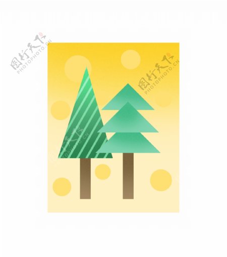 树木立体邮票