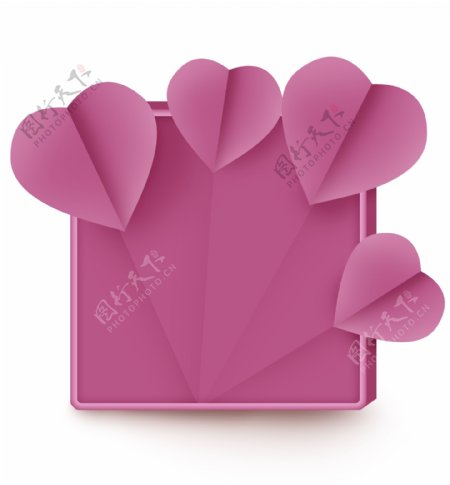 粉色心形折纸文字框