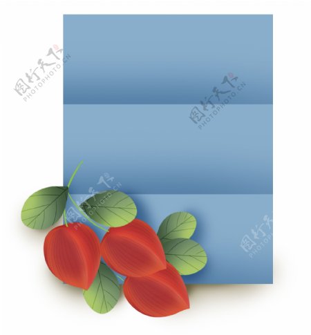 春天花卉蓝色信纸文字框