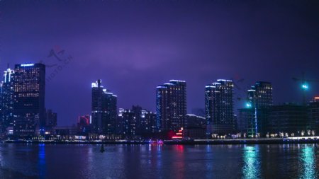 城市海岸线高清夜景图片