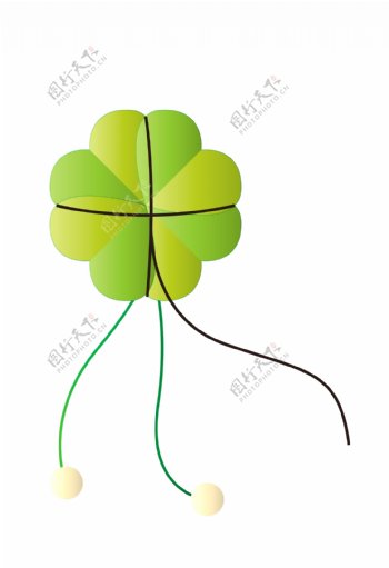 绿色花瓣图案风筝插图