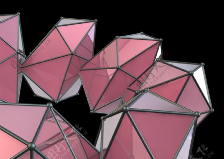 3d立体简约粉水晶几何图形