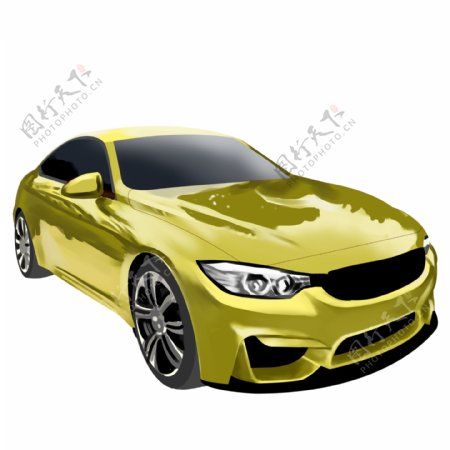 黄色系时尚写实汽车插图