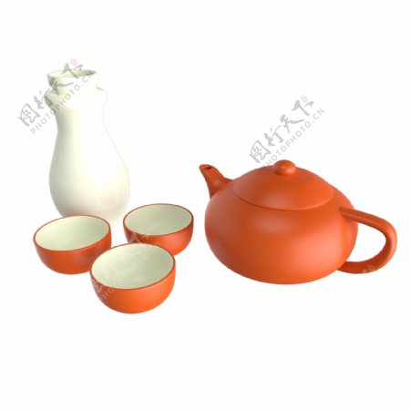 中国风立体茶具杯子茶壶