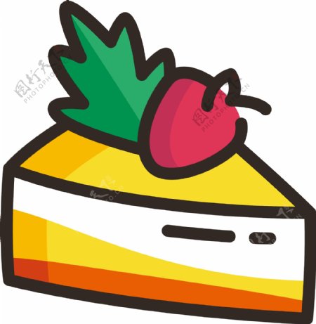 卡通三角水果蛋糕免扣图
