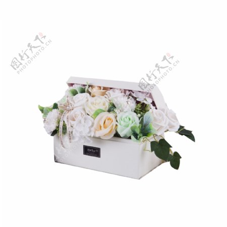 情人节送的白玫瑰礼盒