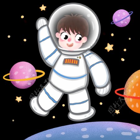 儿童节儿童太空旅行png免抠图