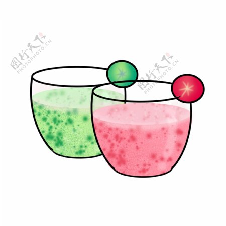 夏日粉绿色可爱平面设计饮料