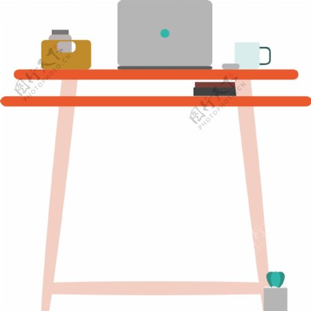 粉色的家具桌子插画