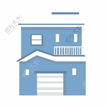 天蓝色房屋建筑插画