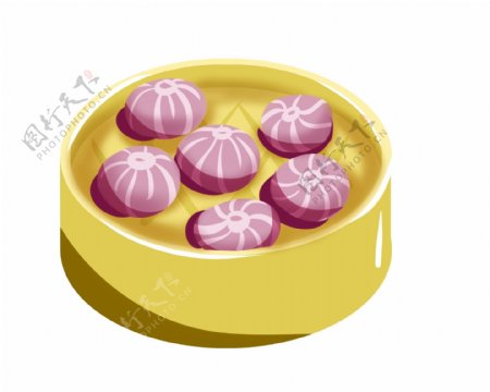 紫薯小吃卡通插画