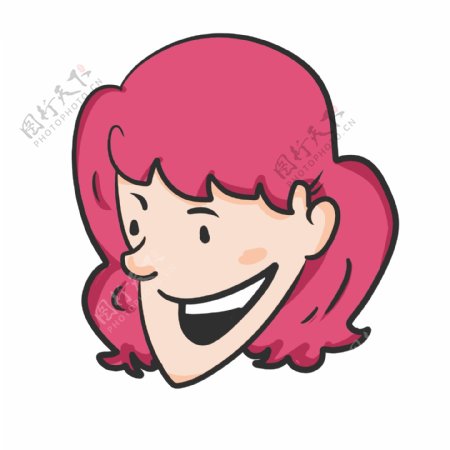 微笑的红发女孩插画