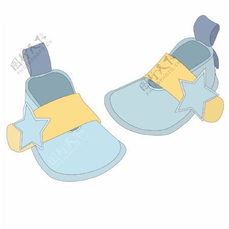 蓝色的婴儿鞋子插画
