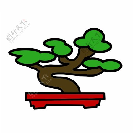 日本树木装饰插画