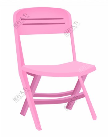 折叠式粉色椅子插画