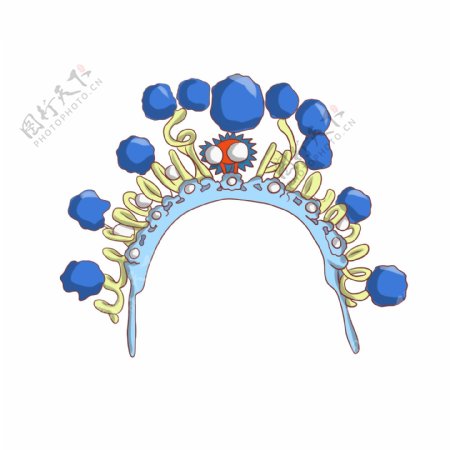 蓝色戏曲头部装饰