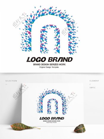 简约创意红蓝箭头字母N公司标志LOGO