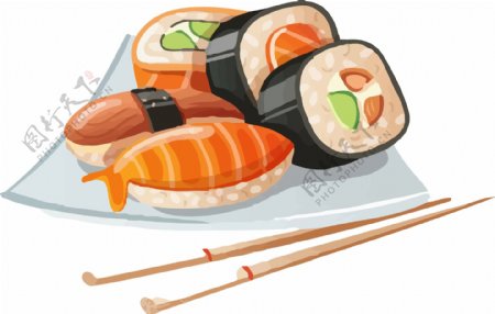原创手绘精选三文鱼寿司