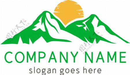 绿色简约山脉科技地产logo