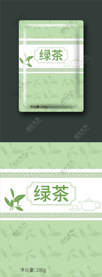 包装插画绿茶包装