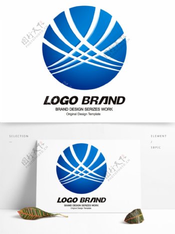 简约现代蓝色线条公司标志LOGO设计