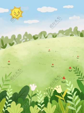 卡通清新风植物手绘背景
