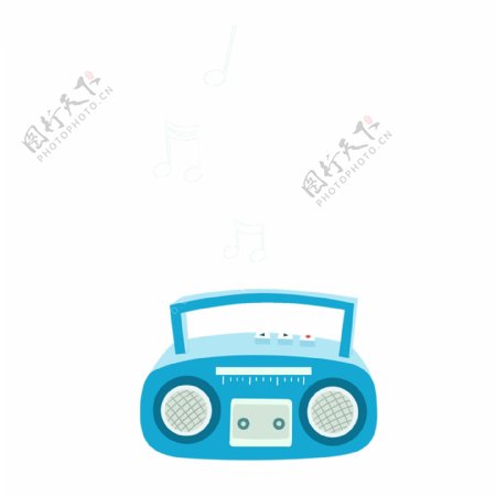 卡通一个蓝色的收音机设计