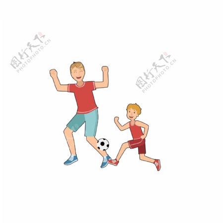 踢足球的两个小孩免扣图
