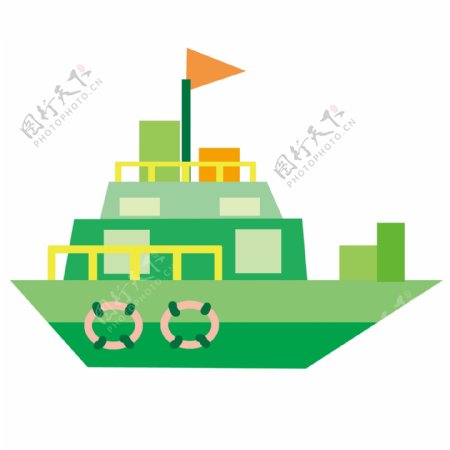 绿色卡通轮船