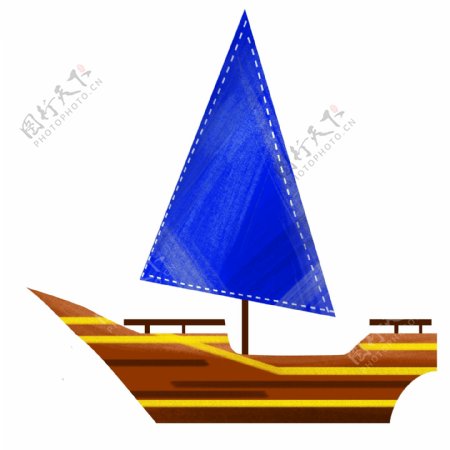 蓝色三角旗帆船