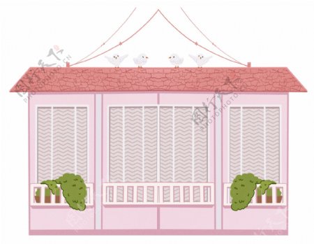 粉色房屋图案