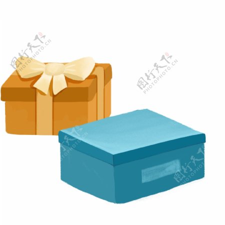 金色蓝色2个礼物盒