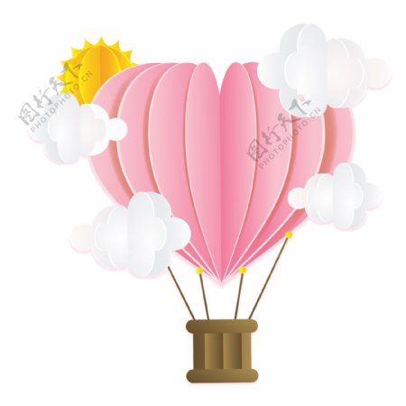 浪漫清新热气球装饰元素