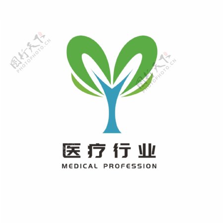 绿色树苗logo大众通用爱心logo标志