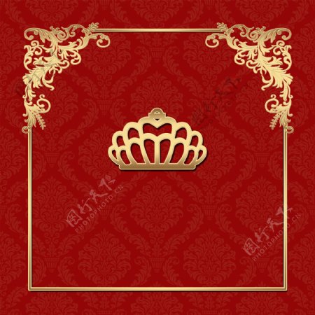 红金色欧式婚礼主题海报