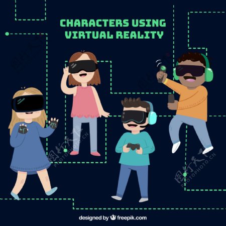 创意戴VR头显的人物